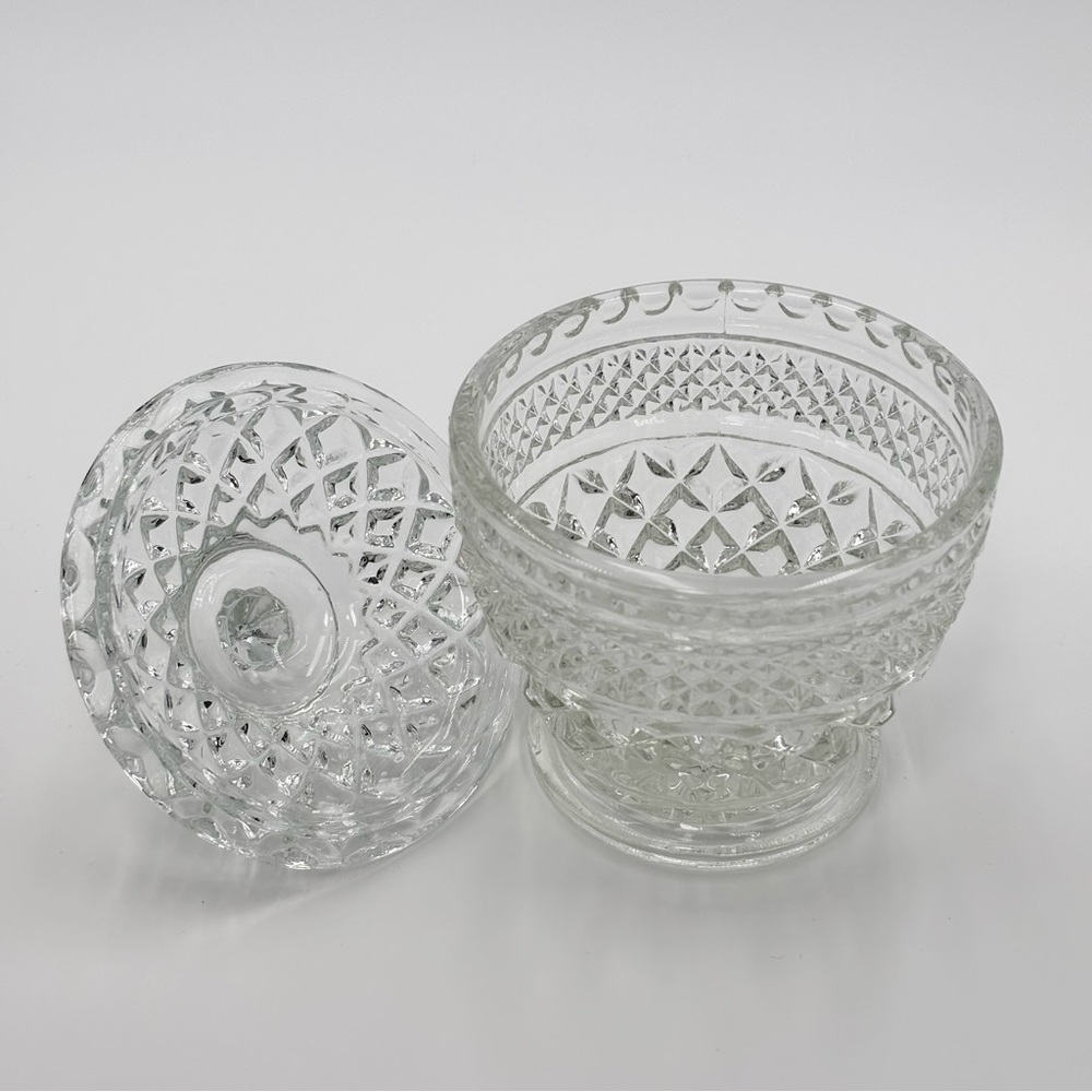 Vintage Anchor Hocking Wexford‎ Sugar Bowl and Lid Cut Glass Apothecary Jar - Picture 4 of 10